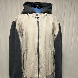 Guess Cream and Black Hooded Jacket